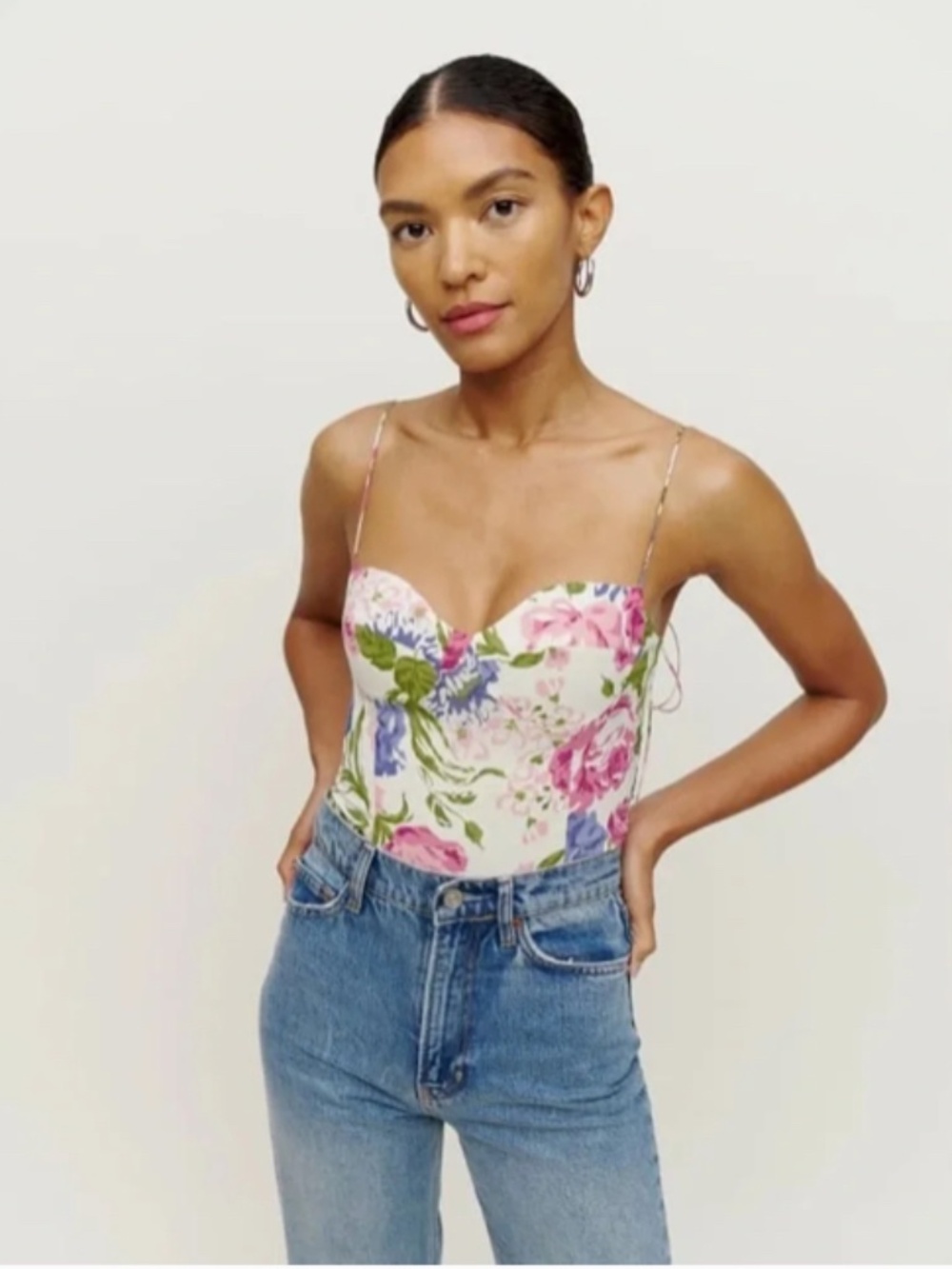 Reformation Liza Top Donna Tie Bodice Tank 10 L - Picture 3 of 8